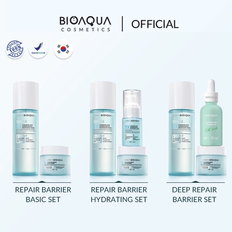 【BPOM】Bioaqua Cosmetics 7X Ceramide Skin Barrier Repair Moisturizer  Paket Skincare Cream /Moisturiz