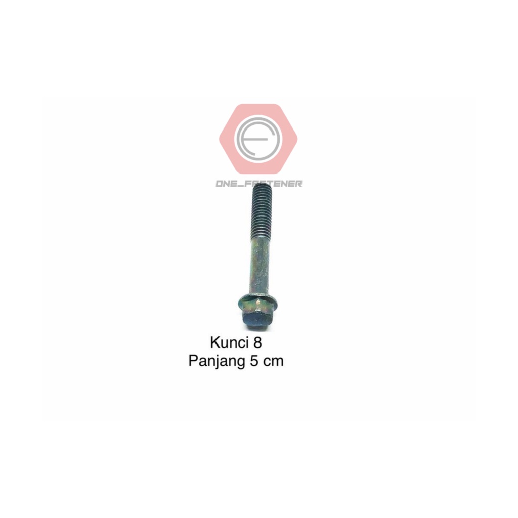 Baut Flange Bolt M6x50 Hijau Kunci 8 blok mesin cvt 6mm 5cm ulir 10