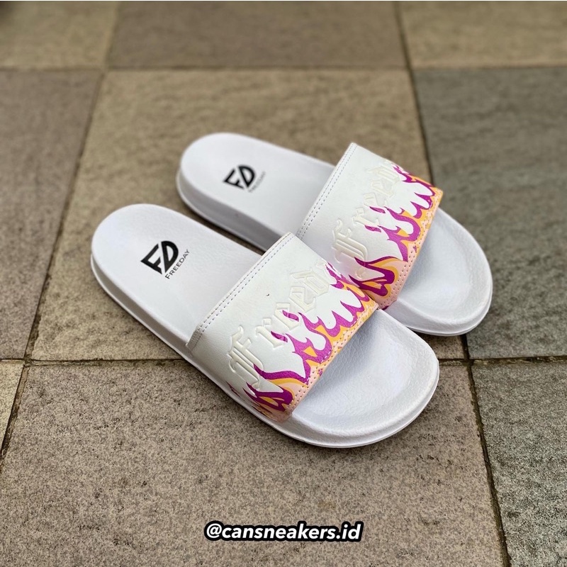 Sandal freeday slide flame yellow pink