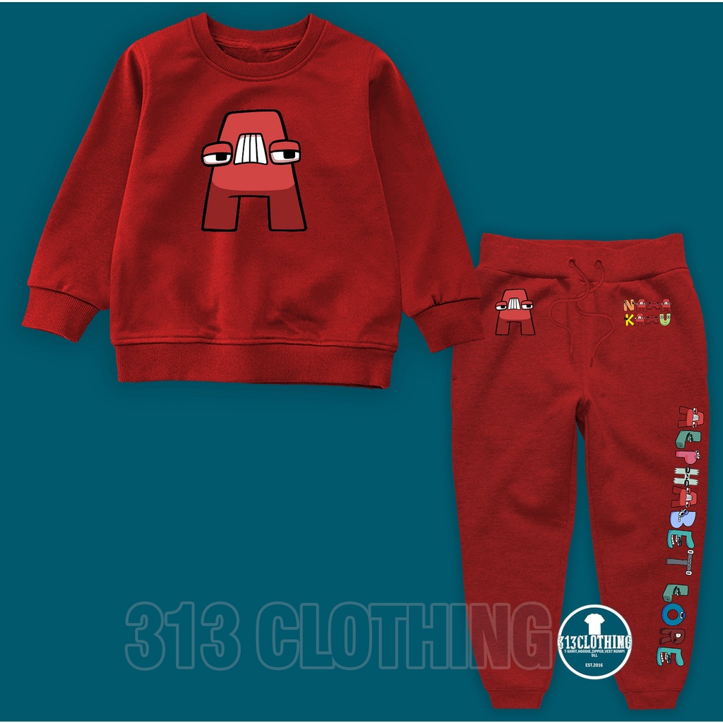 Setelan Anak Alphabet Lore Jogger Sweater Anak Alphabet Lore Free Nama