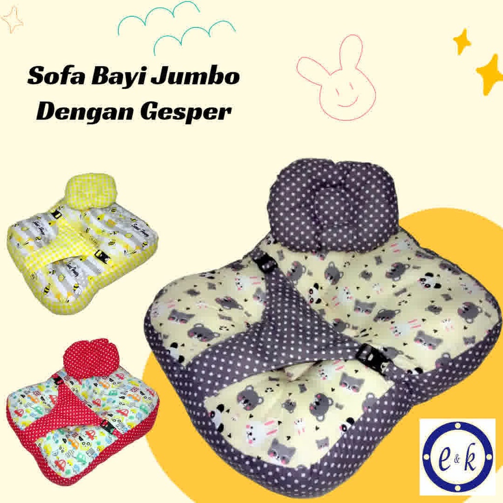 Sofa Bayi Jumbo Multifungsi Kasur Bayi Dengan Gesper Pengaman Free Bantal Peyang dan Tas Mika