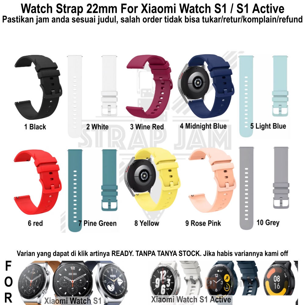 PWK Tali Jam Tangan Xiaomi Watch S1 / Active - Strap 22mm Silikon Rubber Warna