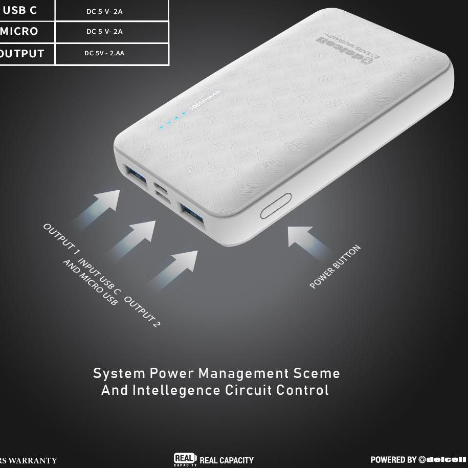 Best Stock Delcell 10500mAh Powerbank BOND Real Capacity Small Powerbank Garansi Resmi 2 Tahun Flight