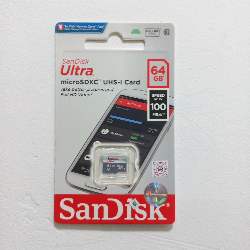 MICRO SD SANDISK 64GB CLASS 10 NA 100Mbps ORIGINAL