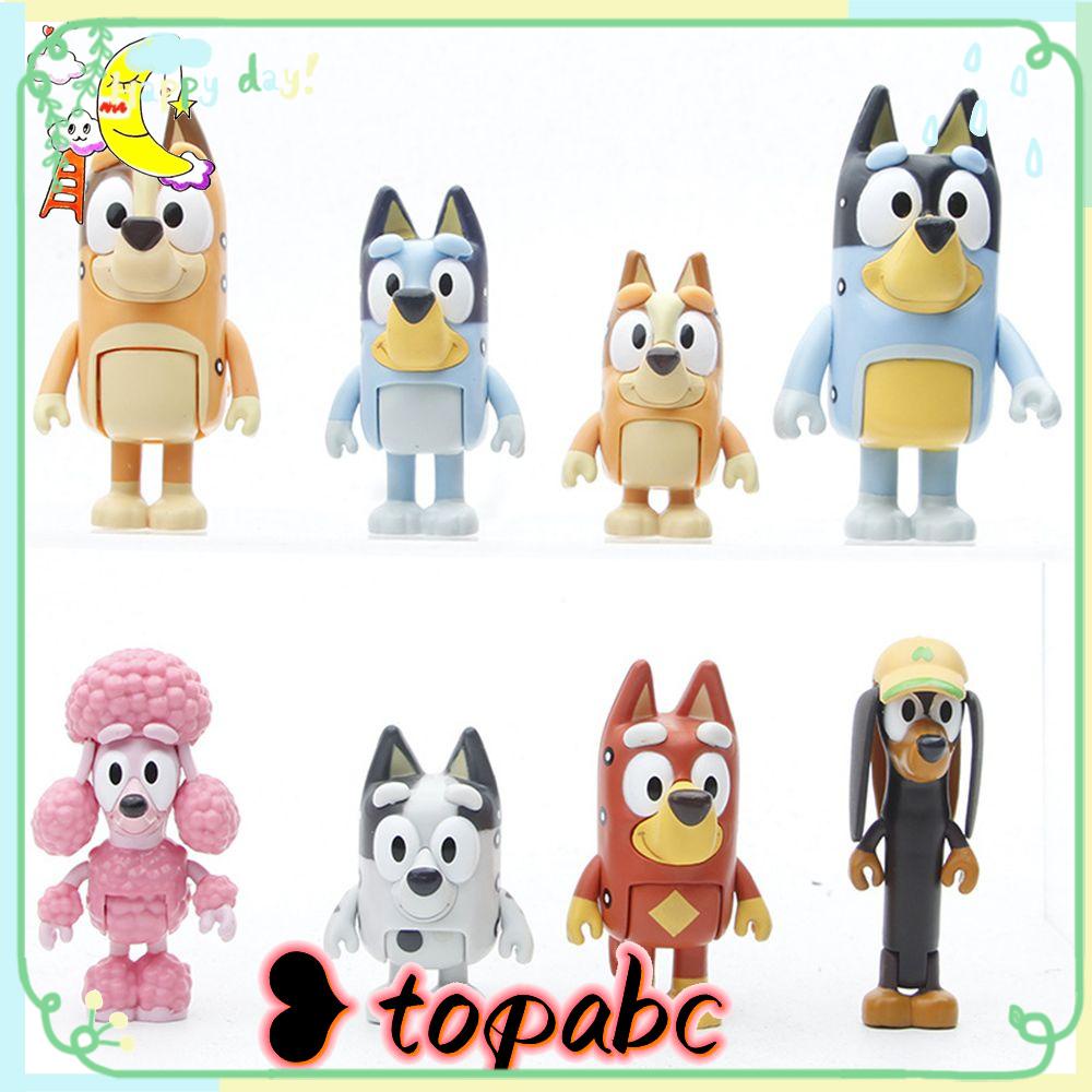 Top 8Pcs/Set Action Figure PVC Anime Mainan Bluey Friends Model Boneka Anjing