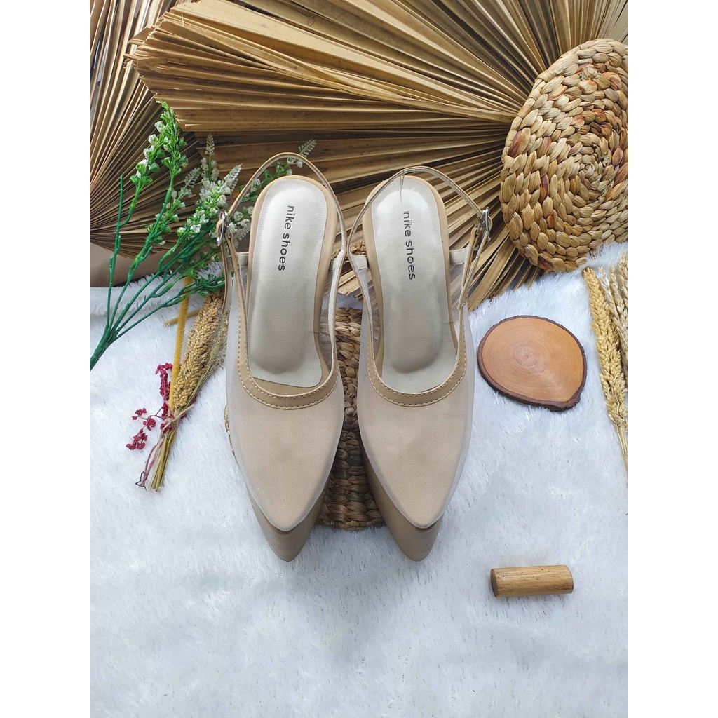 Sepatu wedding clarisa polos nude hak tinggi 15 cm