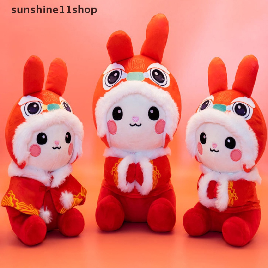 Sho 2023tahun Baru Imlek Shio Merah Jubah Kelinci Mainan Mewah Bunny Maskot Boneka Mewah N