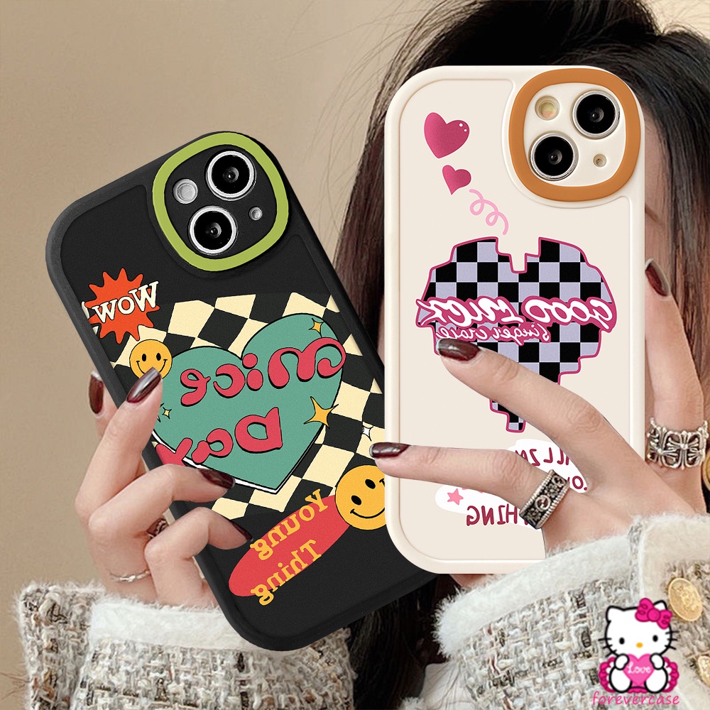 Cute Case Realme C53 C55 10 Pro Plus 8c11 2021 5 5I 6I C35 C25S C31 C30 C21Y C25Y 7I 8Pro 5S C25 C25S C12 Lover Heart C15 Kartun C20 C11 C20A C21 C17 Papan Catur Smile Soft Cover