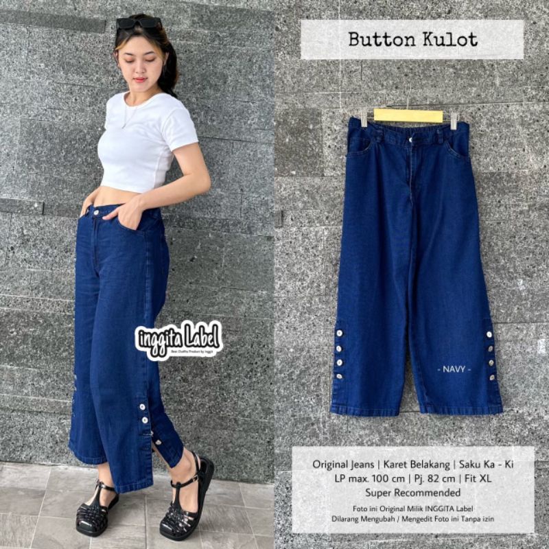 BUTTON KULOT BY INGGITA LABEL / CELANA KULOT JEANS WANITA / Celana jeans muslimah premium 2023