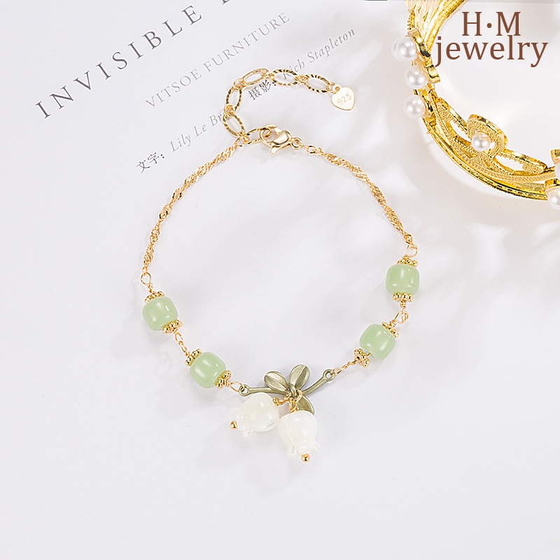 Gelang Lily Vintage Peri Hijau Gaya Mori Hijau Bunga Temperamen Lembut Pacar Gelang2022