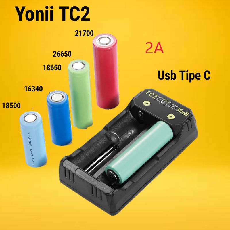 Charger Baterai Lithium 18650 26650 21700 Dan Lainnya Fast Charging 2A Usb Tipe C