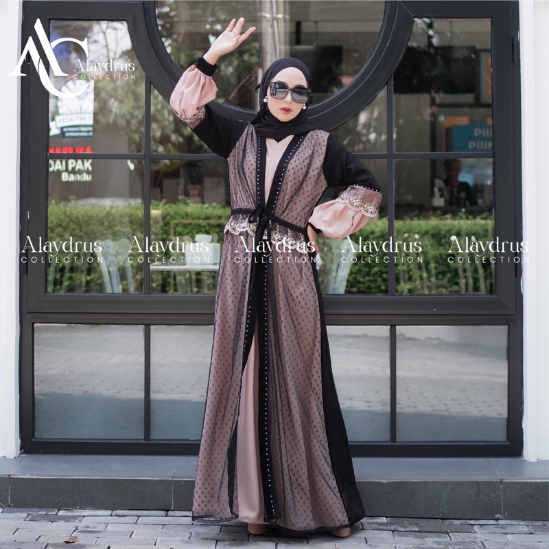 Abaya Syari Gamis Maxi Dress Arab Saudi Bordir Zephy Turki Umroh Dubai Turkey India Wanita Hitamjo 867