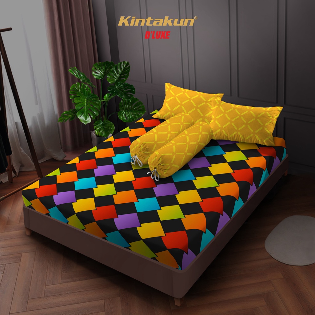 Kintakun Bedcover Set Fitted 160 / 180 Raduga Dluxe Microtex 20cm Kuning