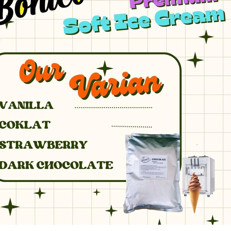 

TERBARU BONICO COKLAT SOFT ICE CREAM POWDER 1Kg PREMIUM Resto bubuk es krim mesin Chocolate cone frizco