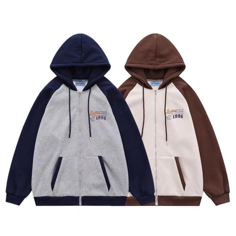 ACTION 1996  ZIPPER JACKET REGLAN KOMBINASI JACKET HODIE TOPI UNISEX (IC)