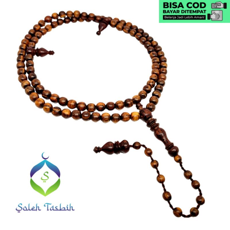 Tasbih Galih Kelampis Hitam Motif Bulat, Size 6mm &amp; 8mm_Tasbih 99 Butir