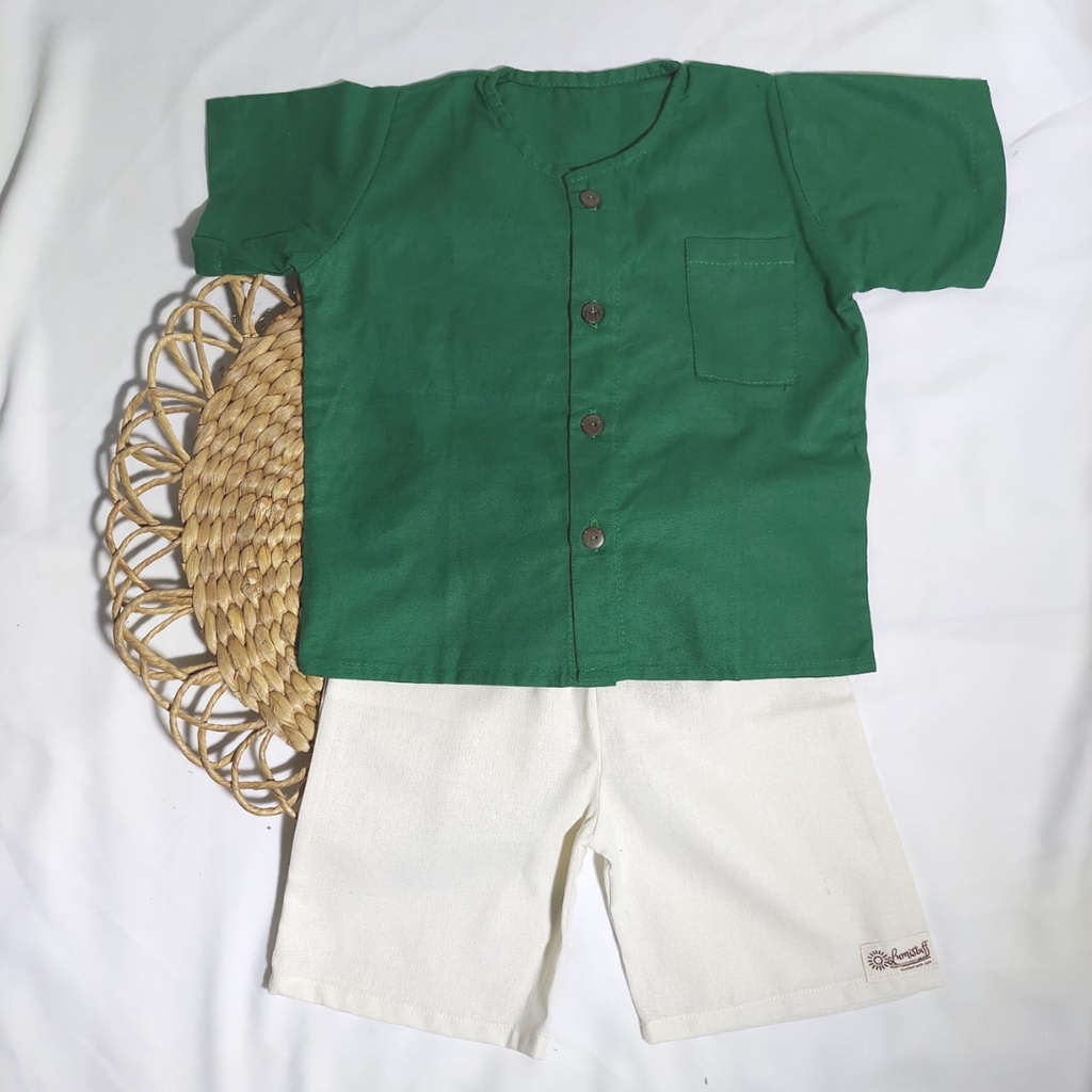 Kemeja Anak Laki-laki - Kemeja Linen Anak - Kemeja One Set Linen Anak - Kemeja Anak Lucu - Kemeja Se