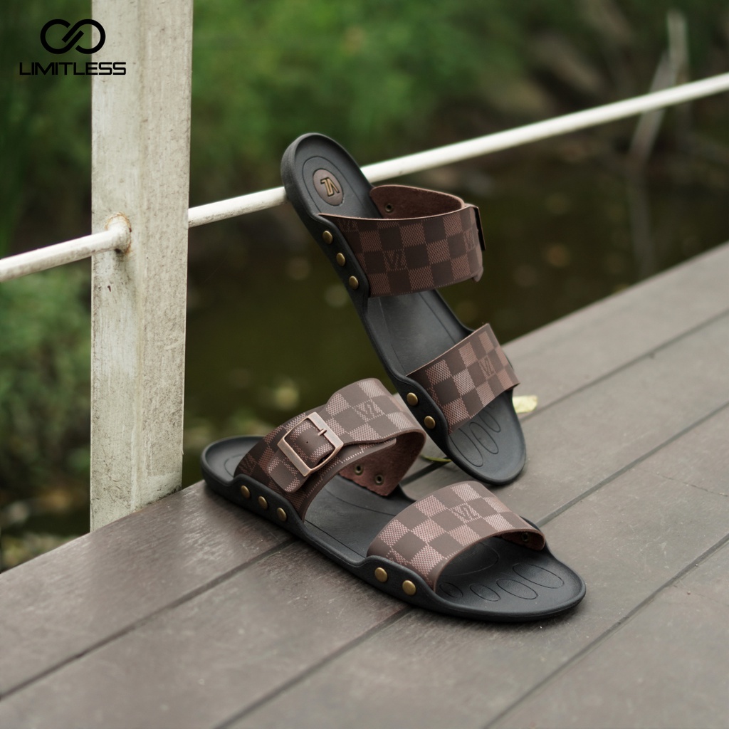 Sandal Strap Pria Kulit VINCENZO Sandal Terbaru VINCENZO Original Pria Slide Import Sandal Kulit Pria