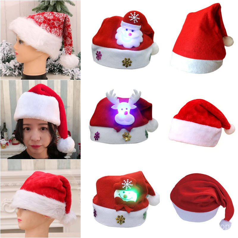 Dekorasi Natal Topi Natal topi Natal dewasa topi Natal polos merah dewasa