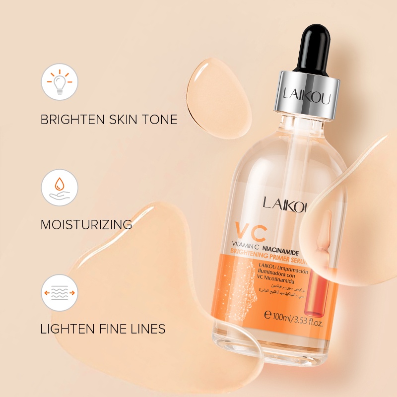 LAIKOU Vitamin C Niacinamide Primer Serum Makeup Base Essence Mencerahkan 100ml