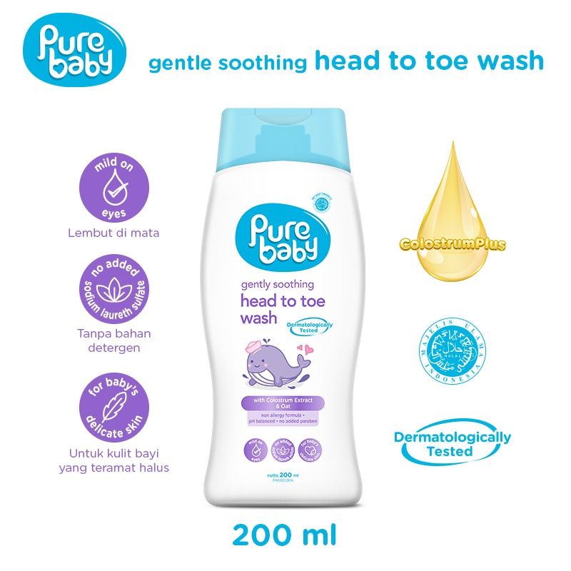 Pure Baby Head To Toe Wash 200Ml/Sabun dan shampo mandi bayi