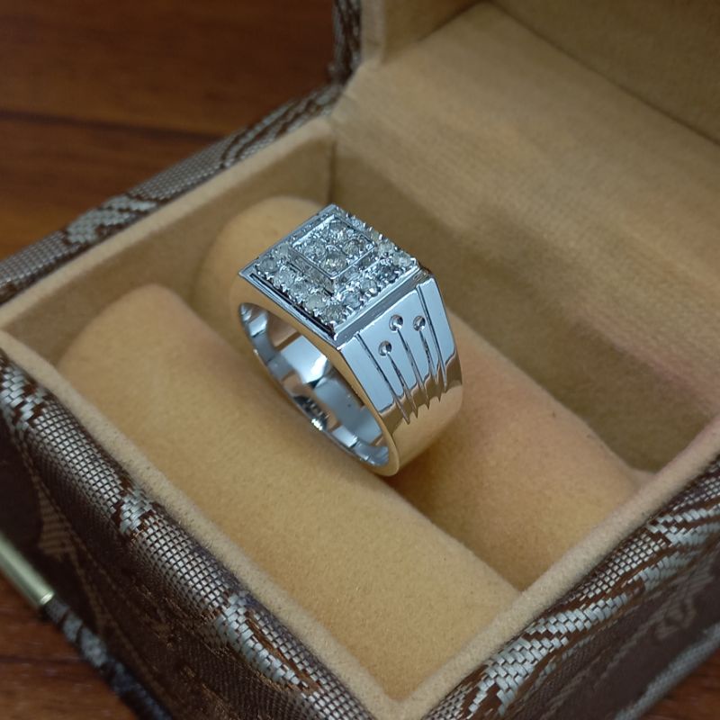 cincin berlian asli pria silver free memo