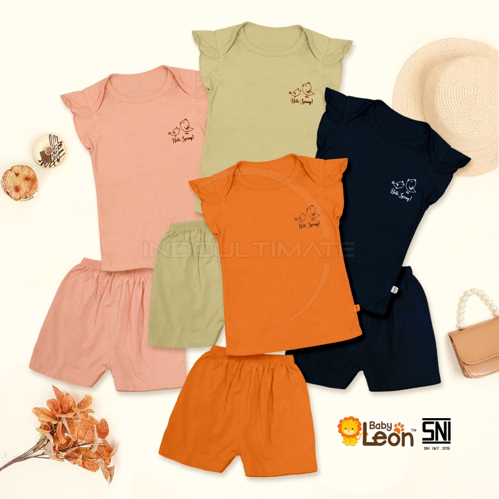 1 Setel Playsuit Cotton Baju Ruffle Lengan Pendek + Celana Pendek Bayi Cewek SBJ-543SK Baju Bayi Perempuan Baru Lahir Baju Tidur Bayi Baju Harian Bayi Atasan Kaos Bayi Pakaian Bayi Celana Pendek bayi Celana Bayi Baru Lahir