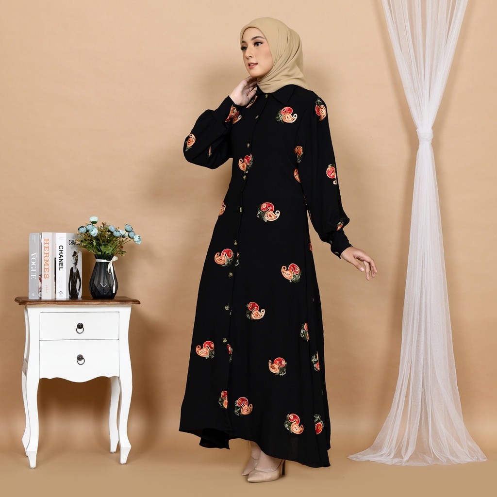 GAMIS BORDIR CRINGKLE  airflow premium kemeja limited terbatas ld 110 cm bisa muat sampai bb 75 kg fashion muslim kekinian