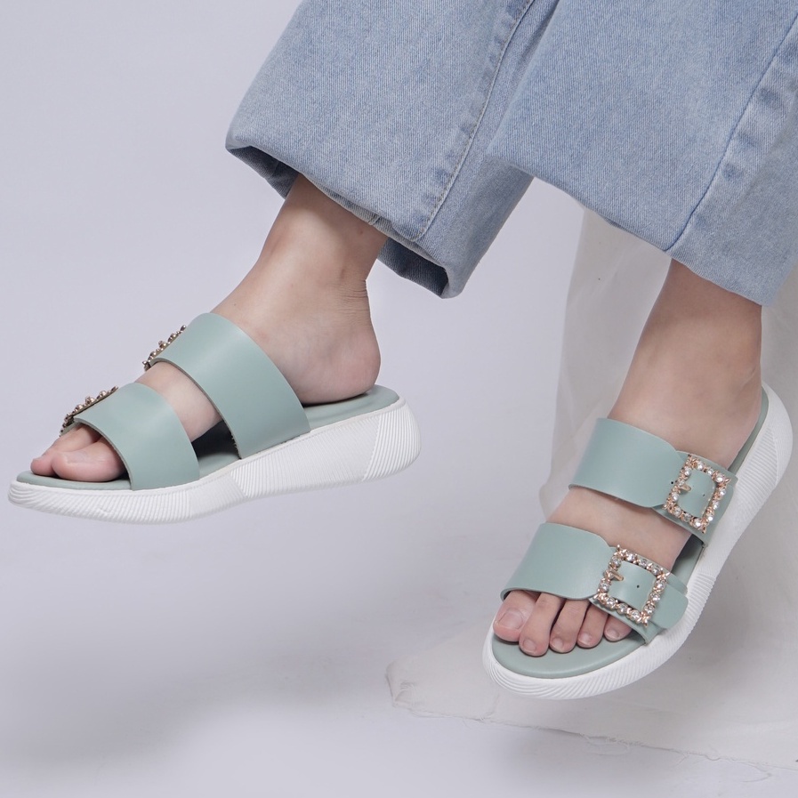 LAPEPA YUK - Dunkenstock JOA Sandal Wanita Tinggi 3cm Size 36 - 40 Selop Tidak Licin Sendal Beleza Wedges Slop Birken Dunkenstok Rumah Belezza 37 38 39 Warna Putih White Bellezza Kekinian Premium Terbaru Shoes Ori Original Mall Official Store