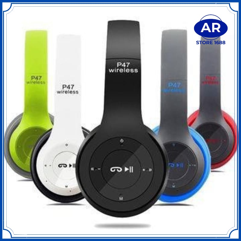 AR HEADPHONE BLUETOOTH P47 WIRELESS STEREO PRO BASS / HEADSET/HANDSFREE P47 BANDO GAMING WIRELESS