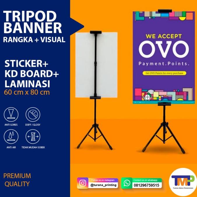 [BISA COD] Cetak Tripod Banner 60x80 Cetak Sticker Ritrama