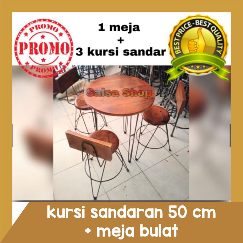 1 set meja cafe bulat / 1 meja dapat dan 3 kursi sandaran / set meja / set kursi / meja cafe minimal