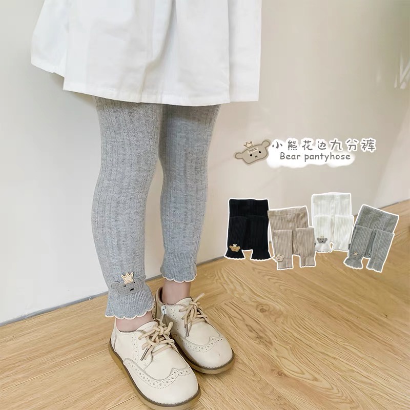 Little Moly LG002 Celana Legging Bear Crown Lace Anak Korean Style Premium Import