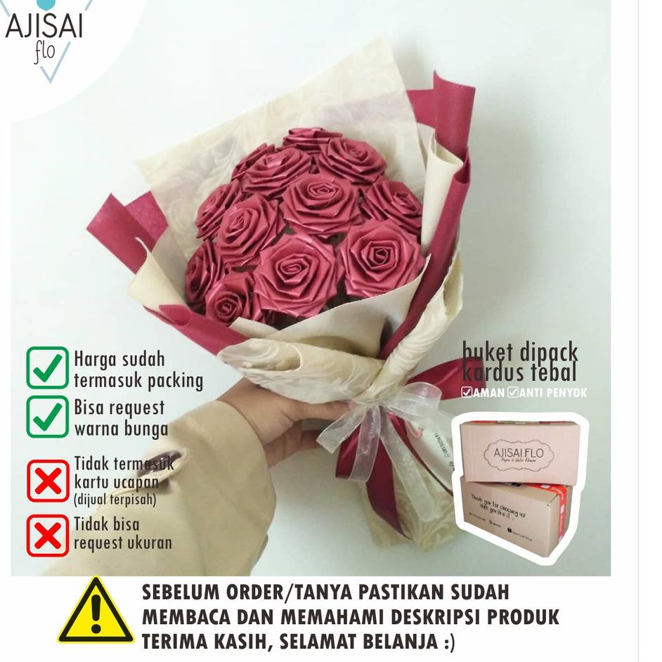 Produk Terlaris Ajisai.flo Buket Bunga Mawar Kertas Isi 12 Untuk Hadiah Wisuda Kado Ulang Tahun Anniversary Cewek Cowok