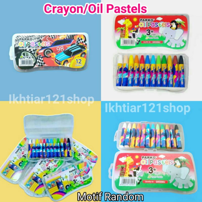

1 Pack Crayon Oil Pastels/Krayon Mewarnai isi 12 Pcs Warna Motif Random