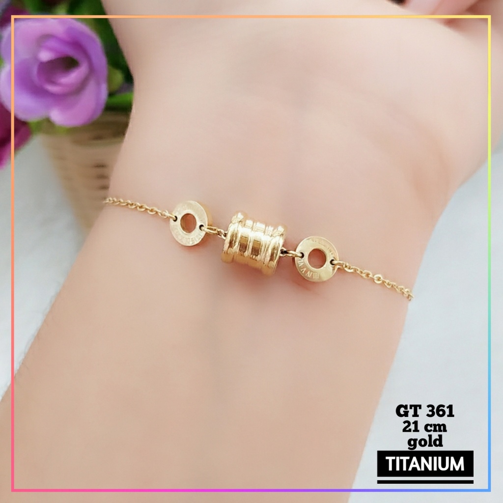 Gelang titanium/stainless steel Gelang Premium terbaru Gold ala korea simple Perhiasan Wanita Anti Karat GT 361