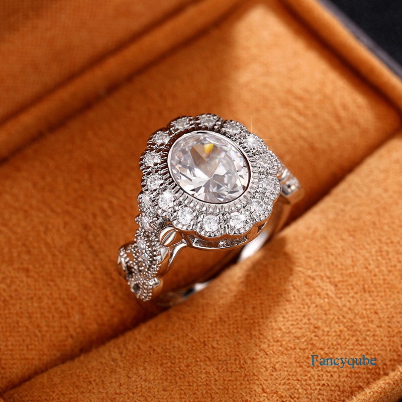 Fancyqube Temperamen Cincin Lady's Elegan Untuk Pesta Gaya Vintage Desain Pola Aesthetic Mewah Cubic Zirconia Wanita Perhiasan Baru