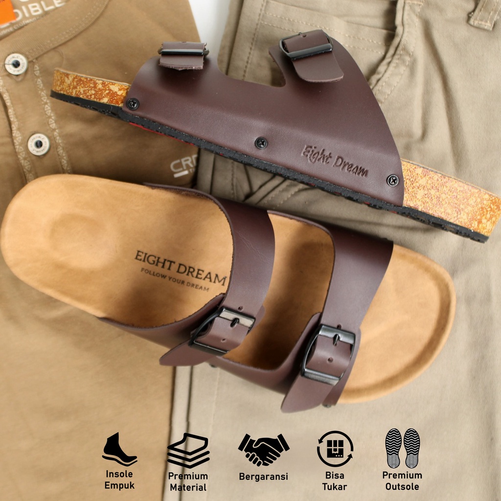 ED Eight Dream Sandal Casual Pria Wanita | Shuriken Dark Brown