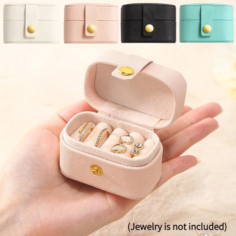 Gaya Baru Kotak Cincin PU Mini Lucu Portabel Organizer Perhiasan Ear Studs Rings Storage Box
