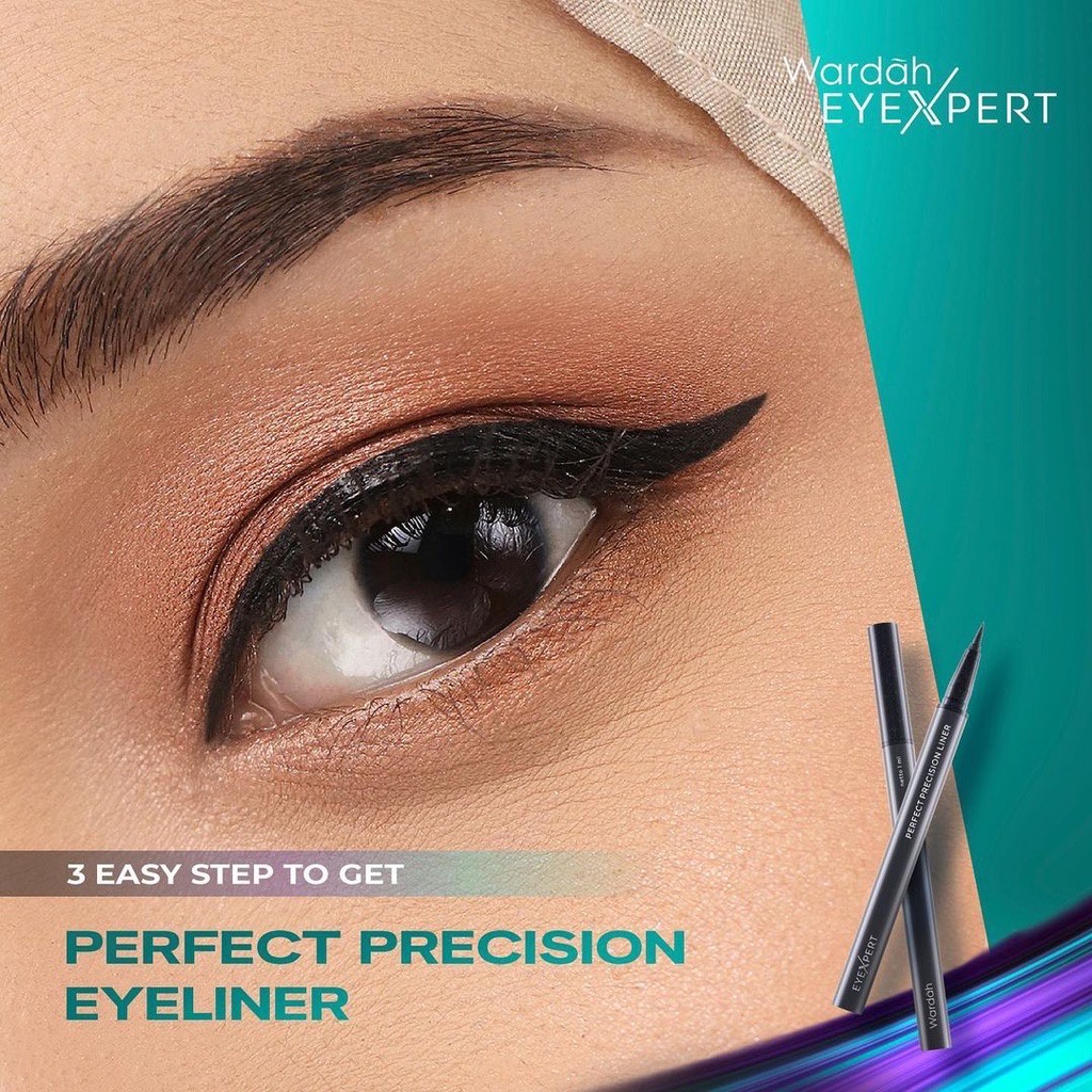 WARDAH EyeXpert Perfect Precision Liner Indonesia / Eyeliner 1ml / Waterproof Long Wear Tahan Lama 12 Jam Black Hitam / Anti Air Garis Persisi Natural Kelopak Mata / Cosmetic Makeup Face Eye Make Up / Eye Xpert Series / Mascara Pensil Alis Eyebrow Pen