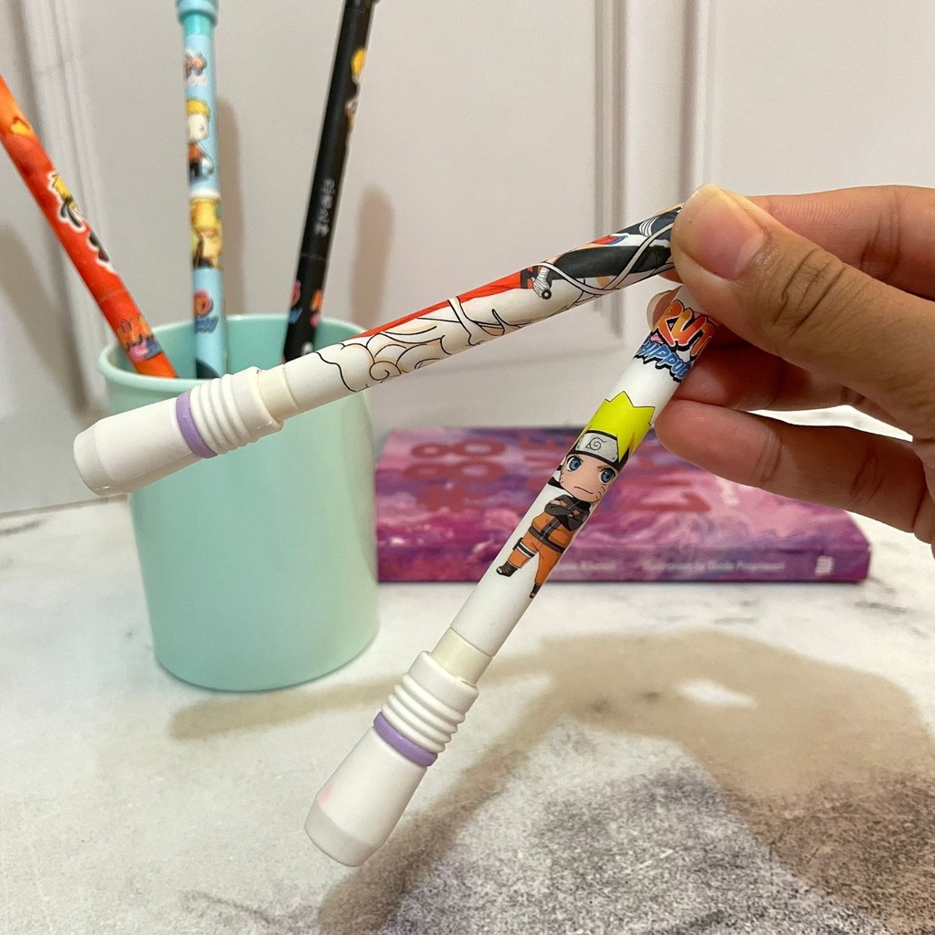 PULPEN PUTAR MAGNET NARUTO TONGKAT BISA DI BELAH 2 UNIK EDISI SPESIAL PEN PUTAR NARUTO TINTA HITAM FULL COLOUR ALAT TULIS CUTE KUALITAS PREMIUM BISA GROSIR DAN COD
