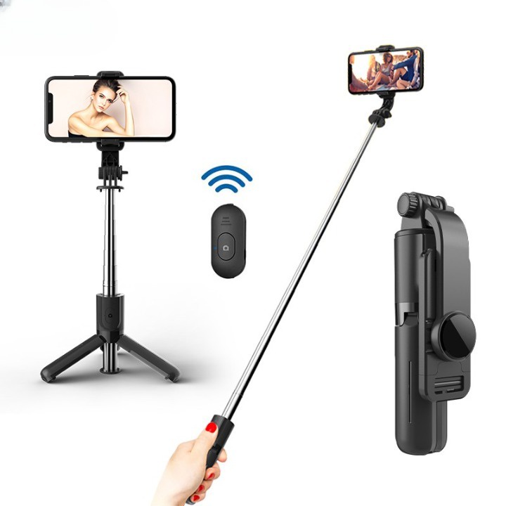 Tongsis Tripod R1 3IN1 Selfie Stick 360 Derajat + Tomsis Bluetooth