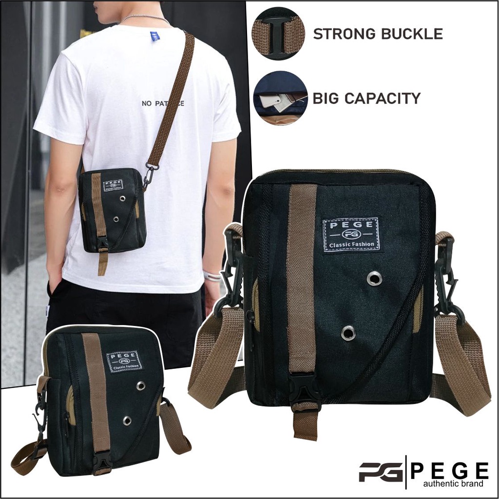 Tas Selempang Bahu Pria PEGE NATAKA Slingbag Casual Simpel - PG 8947