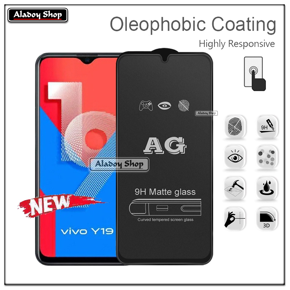 Paket 3IN1 Tempered Glass Layar Matte Anti Glare VIVO Y19 Free Tempered Glass Camera dan Skin Carbon