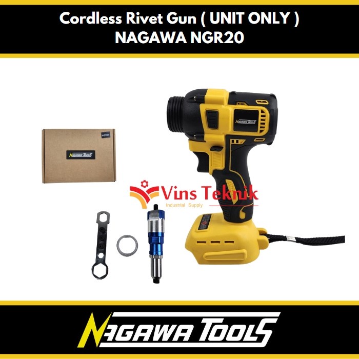Brushless Cordless Blind Riveting Gun Mesin Rivet Baterai Nagawa Ngr20