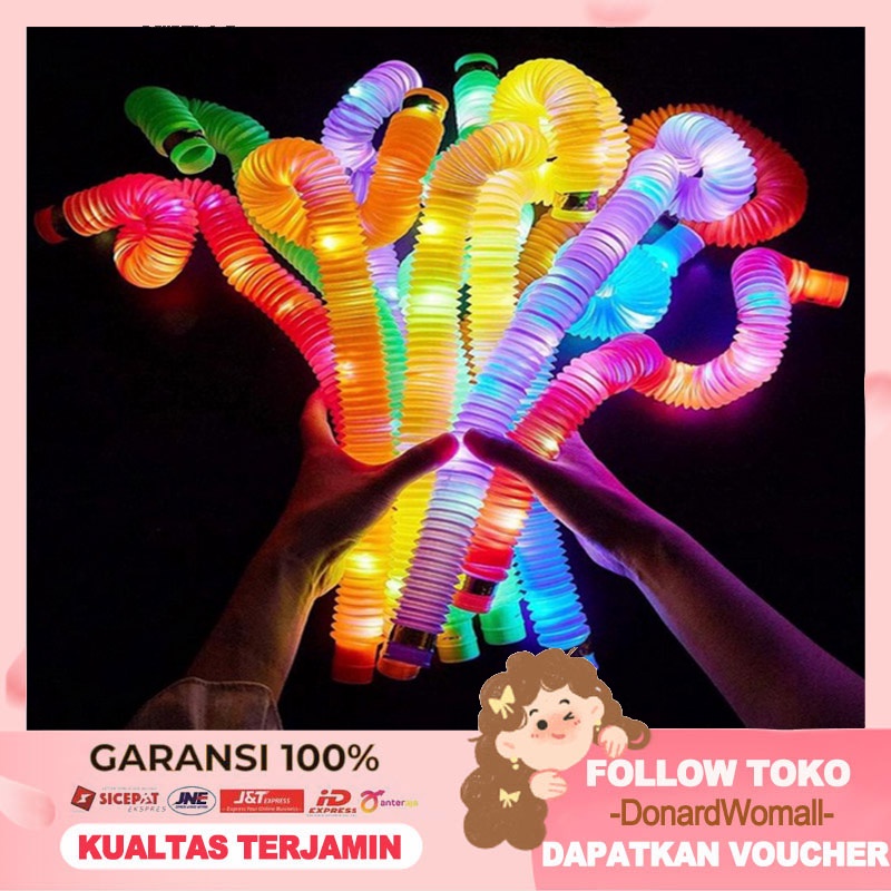 Mainan Anak Light Up Pop Pipes LED / Fidget Pop Tubes Sensory Toys / Mainan Kreasi Selang Pipa Anak / Mainan Kreativitas Anak