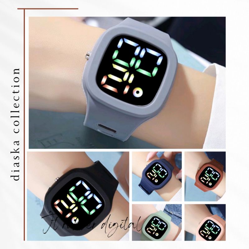 Jam Tangan Digital LED Wanita Dan Pria Strap Rubber Electronic Fashion (006R)