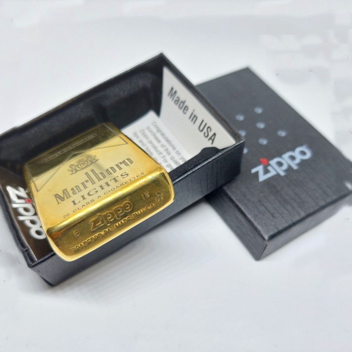 Korek Api Zippo Gold Motif 5 Side Grade Ori