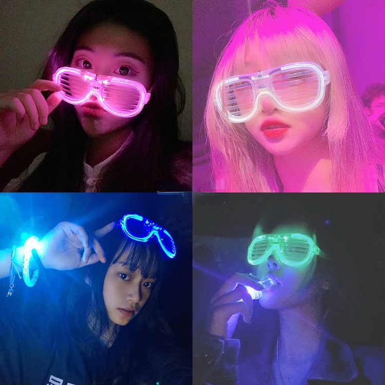 (VCM) LED Kacamata Nyala Malam Colorful Eyeglass Beauty Fashion