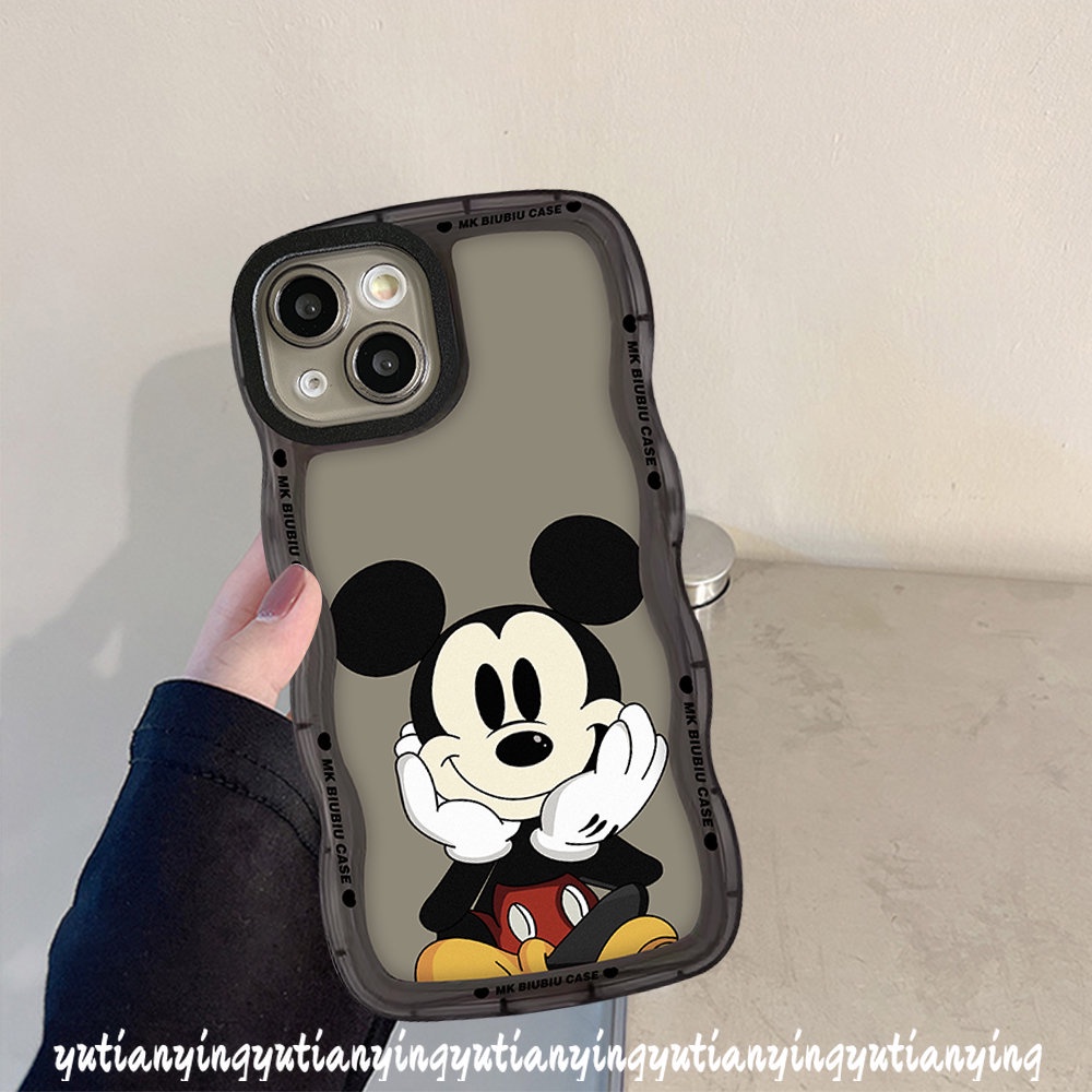 Casing Kartun Mickey Mouse Oppo A15 A17K A16 A54 A96 A5s A12 A55 A76 A17 A95 A57 A16s A3s A5 A9 A74 A77 A7 A16K A1k A77s A53 A52 Reno 8 7 7Z 8Z 6 Lembut TPU Wavy Edge Couple Sarung